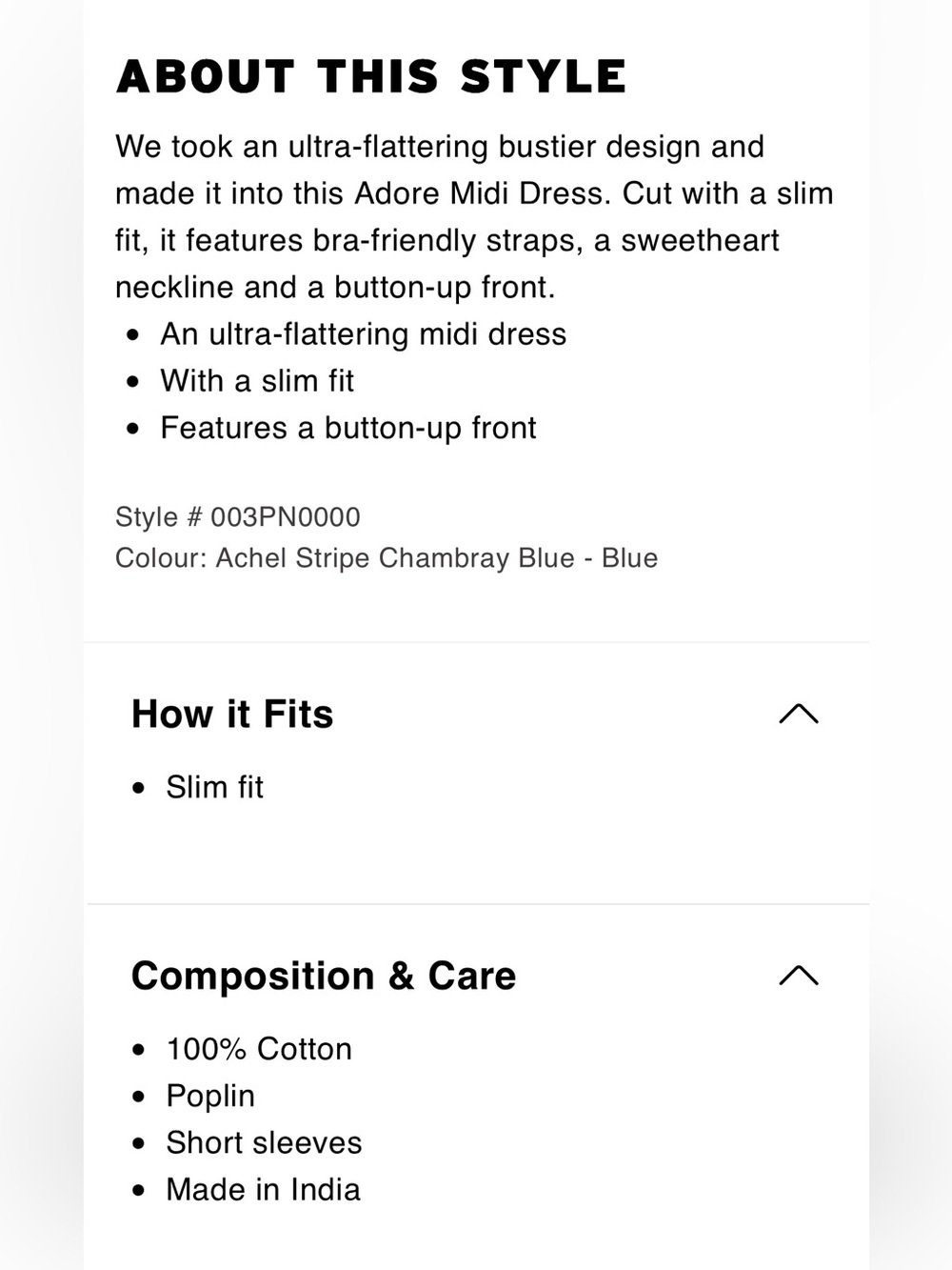 Levi’s adore Blue Pinstripe Button-Front midi dress - Picture 5 of 5